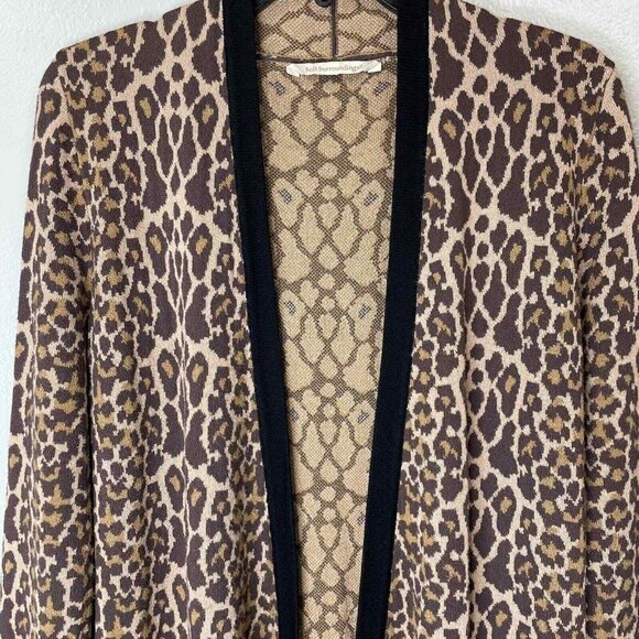 Soft‎ Surroundings Leopard Cardigan Sweater Womens Small Brown Long Sleeve Open - Picture 4 of 11